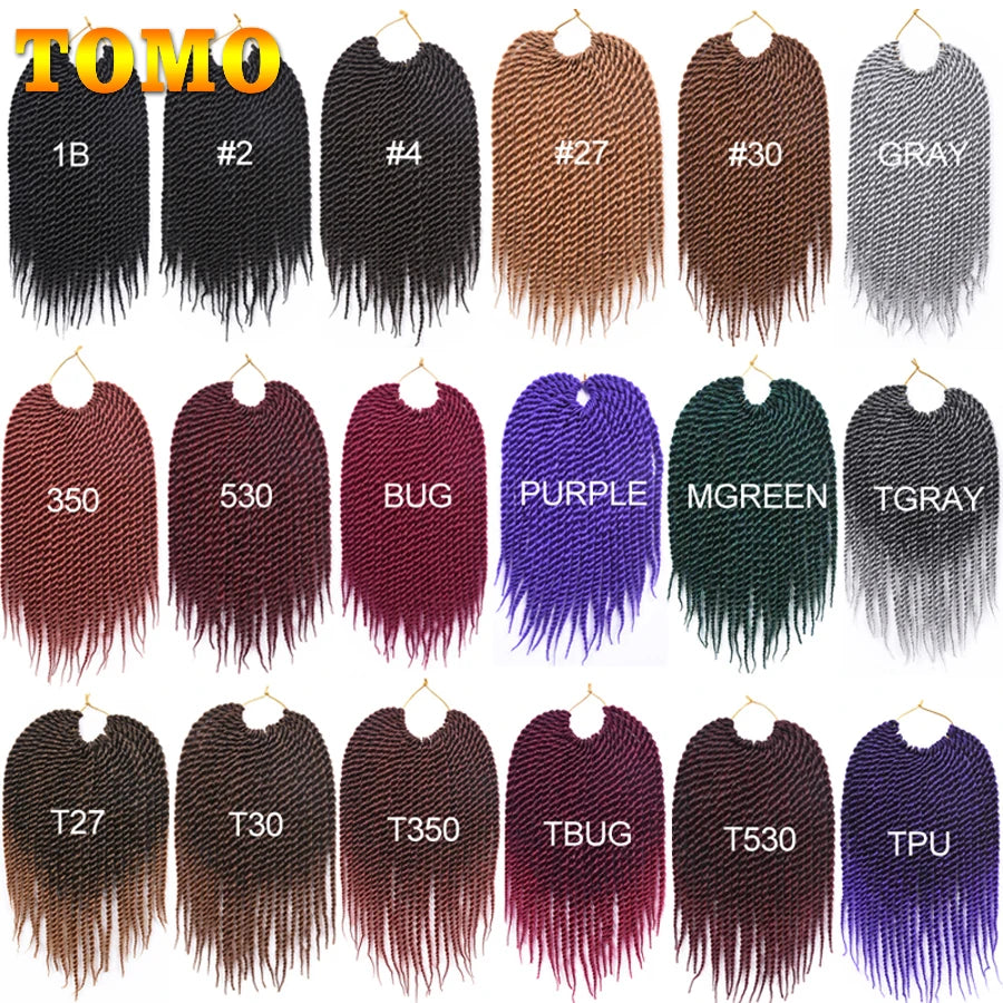 TOMO Senegalese Twist Hair Extensions 14 18 22 Inch Low Temperature Fiber Crochet Braids Ombre Synthetic Braiding Hair