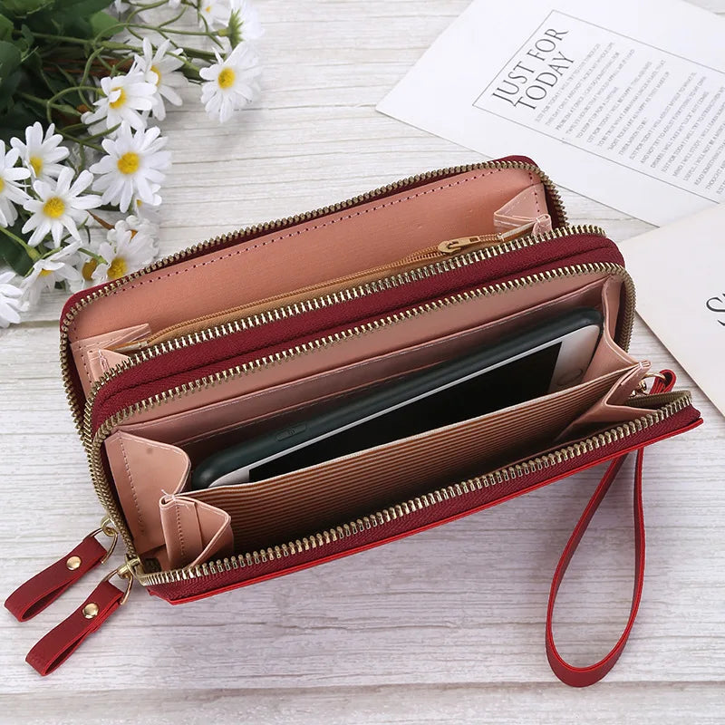 Portefeuille Long Femme | Gland Décoratif | Porte-Monnaie & Porte-Cartes | Cuir PU | Clutch