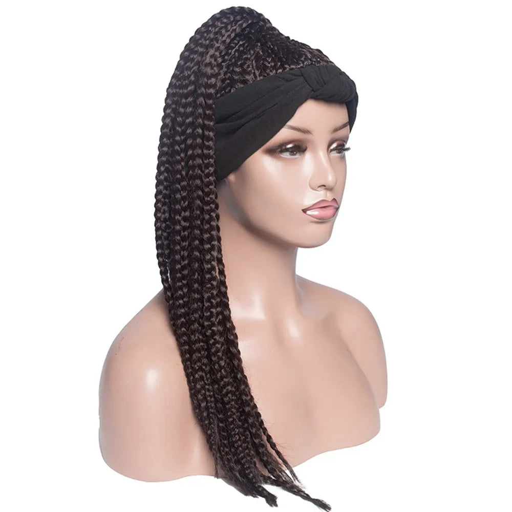 Perruque Headband Tresses Africaines Synthétique | 3 Brins | Queue de Cheval | Couvre-Cheveux | Fibre | Femme