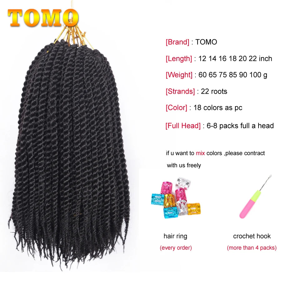TOMO Senegalese Twist Hair Extensions 14 18 22 Inch Low Temperature Fiber Crochet Braids Ombre Synthetic Braiding Hair