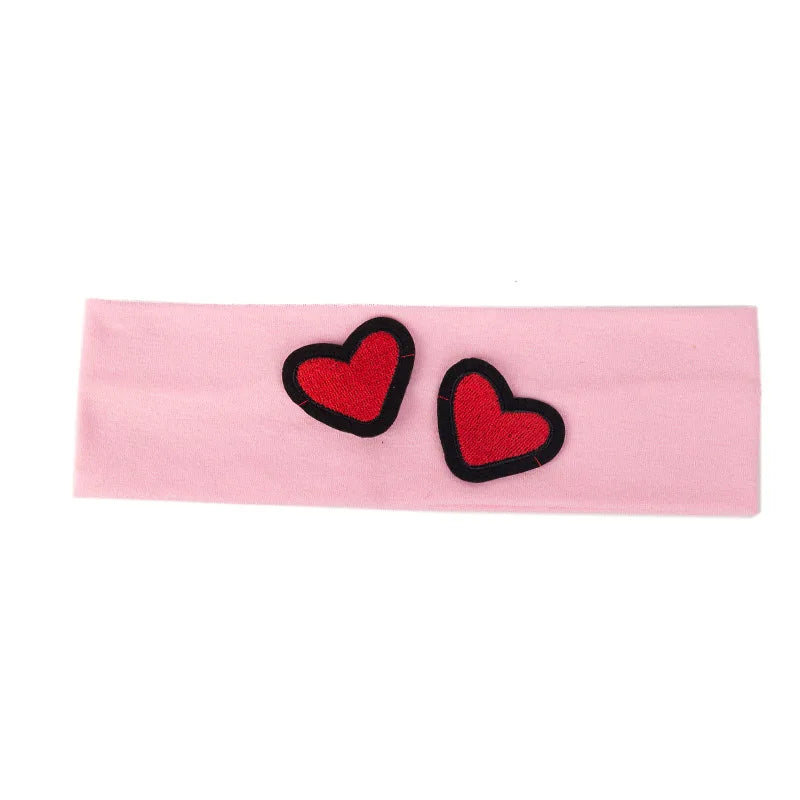 Fashion Kids Cut Love Applique Headband Baby Girls Soft Cotton Plain Flat Hairband Children Accessories Elastic Hair Bands