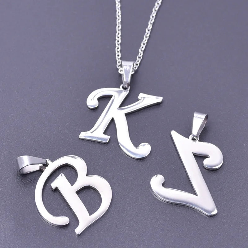 Collier Initiale Lettre Alphabet | 26 Lettres | Acier Inoxydable | Pendentif Chaîne | Bijou Femme & Homme