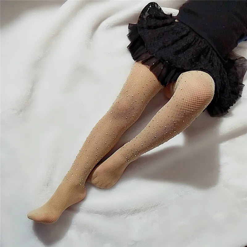 Fashion Kids Girls Sequin Mesh Fishnet Fish Net Pantyhose Tights Stockings Children High Stockings (More than 20PCS discounts)
