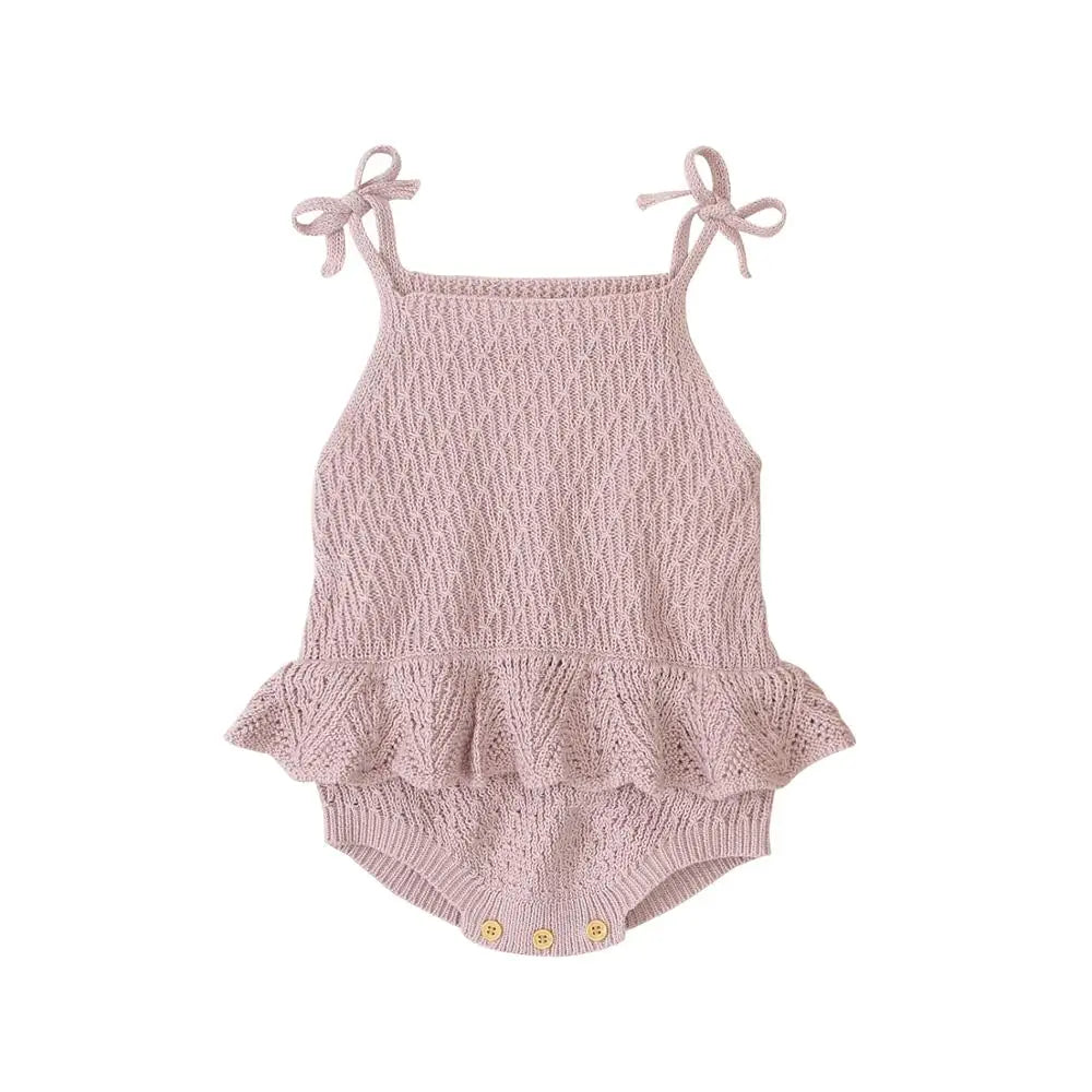 Body Bébé Fille Mignon | Bretelles Tricoté Salopette | Couleur Unie | Combinaison Été | 0-2 Ans