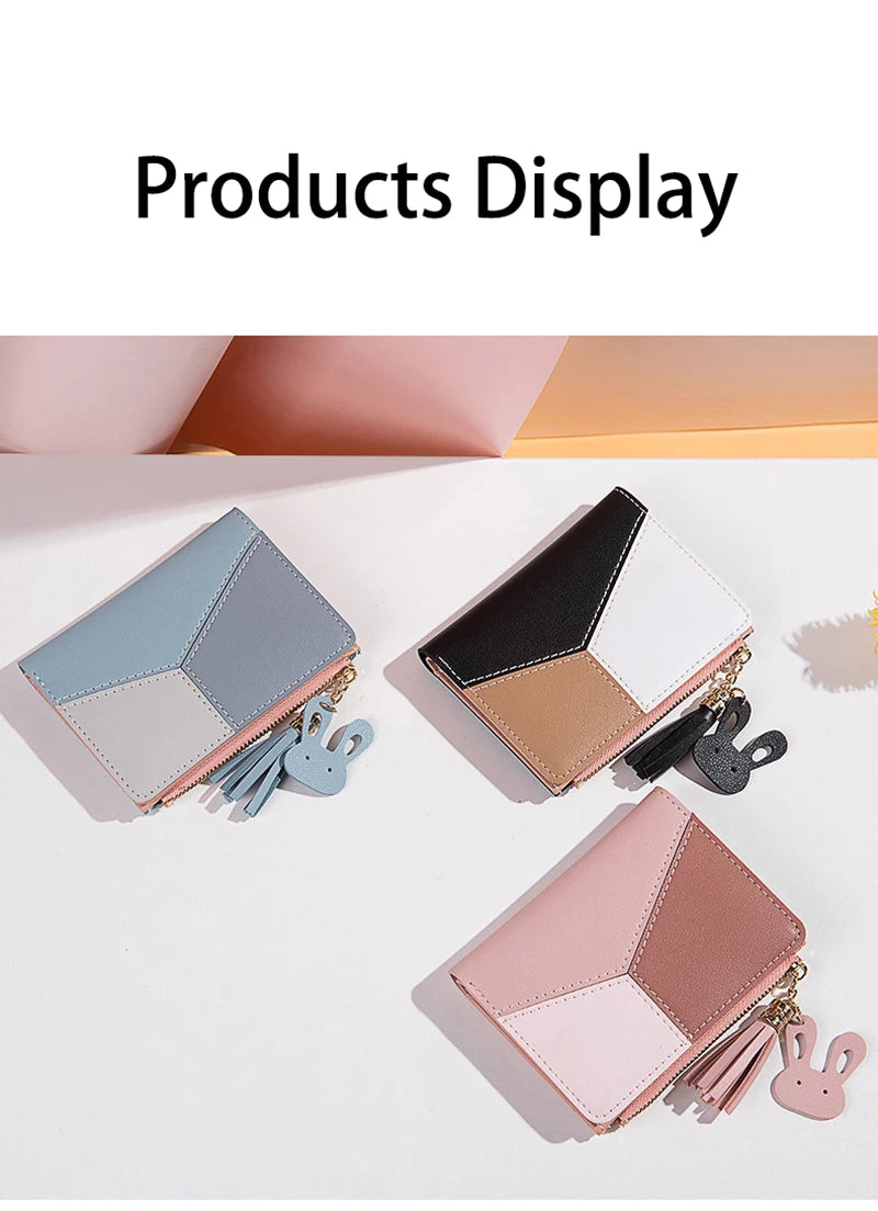 Women's PU Leather Wallet Women's Leather Wallet Women's Purses Card Holder Foldable Portable Lady Coin Purses