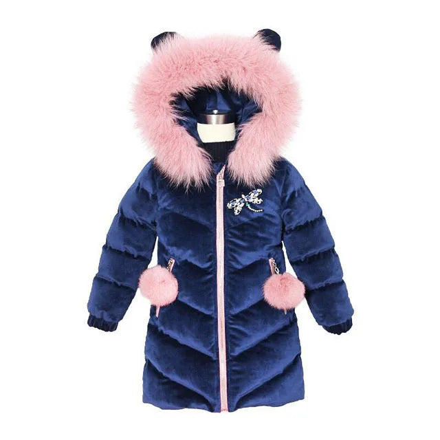 Manteau Velours Laine Capuche Fille | Épais Chaud | Parka Matelassée Enfant 3-12 Ans Hiver