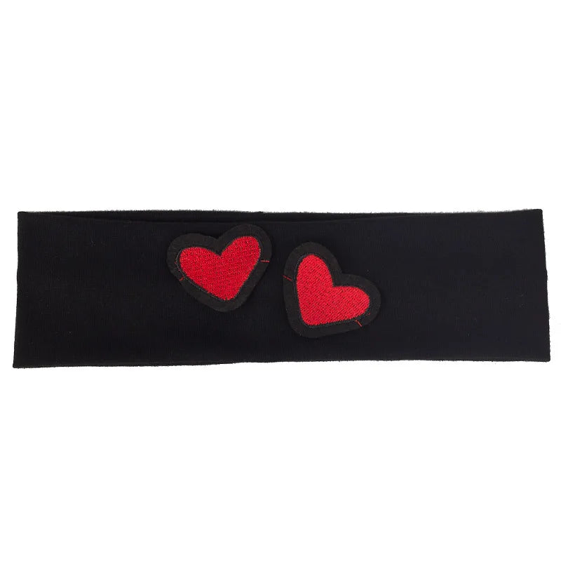 Fashion Kids Cut Love Applique Headband Baby Girls Soft Cotton Plain Flat Hairband Children Accessories Elastic Hair Bands