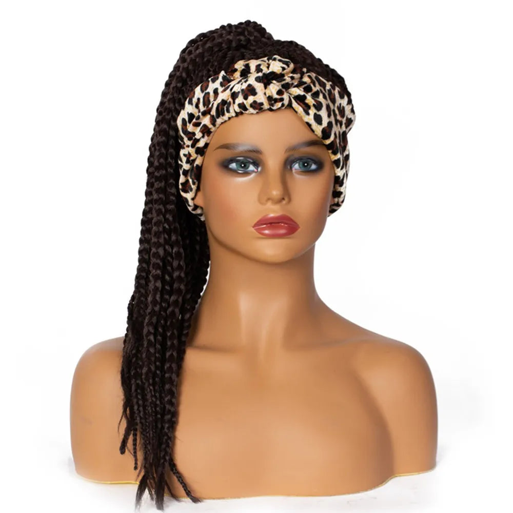 Perruque Headband Tresses Africaines Synthétique | 3 Brins | Queue de Cheval | Couvre-Cheveux | Fibre | Femme