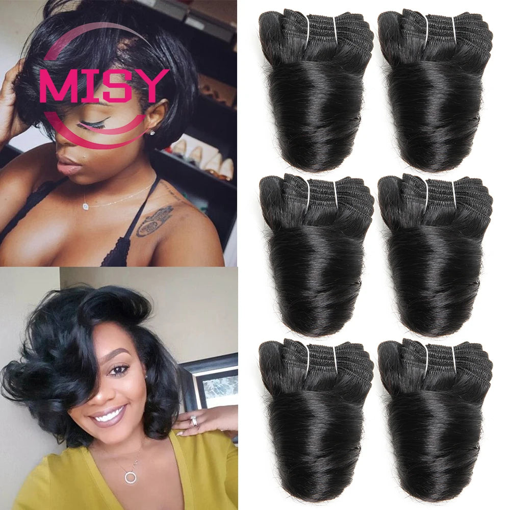 Tissage Curly Court Brésilien | 8 Pouces | Double Drawn | Bouncy Romance Curl | 6 Pcs/Lot | Extensions Cheveux Humains