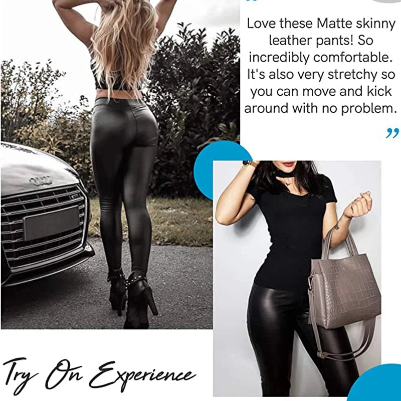 Legging Faux Cuir Épais Femme | Taille Haute Non Transparent | Push Up Slim | Lift Fesses | Fitness