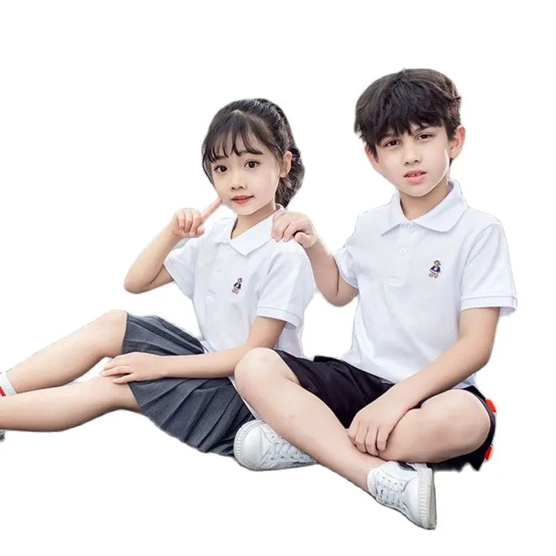 Boys T-Shirt Summer Fashion Cartoon Bear Embroidery School Clothes Little Girls Polo Shirts 3-8 Years Tops Toddler Sportswear