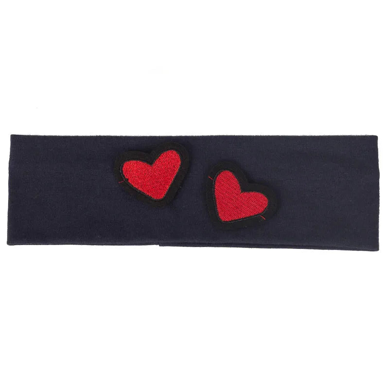 Fashion Kids Cut Love Applique Headband Baby Girls Soft Cotton Plain Flat Hairband Children Accessories Elastic Hair Bands
