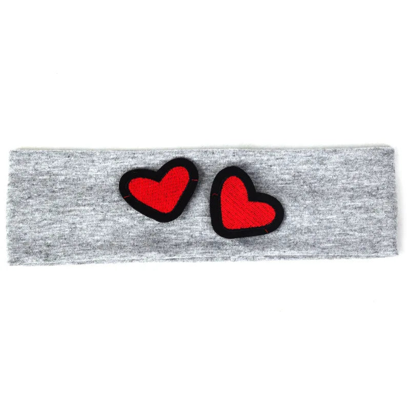 Fashion Kids Cut Love Applique Headband Baby Girls Soft Cotton Plain Flat Hairband Children Accessories Elastic Hair Bands