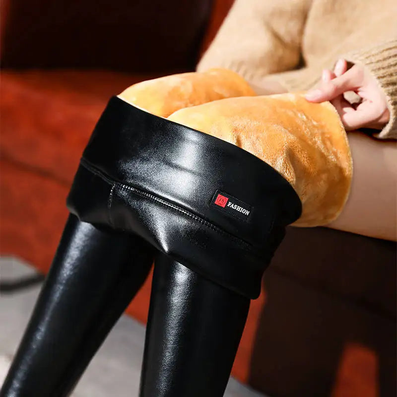 Legging Hiver Épais Velours Laine 700g Femme | Agneau Cachemire | Faux Cuir Chaud | Jegging