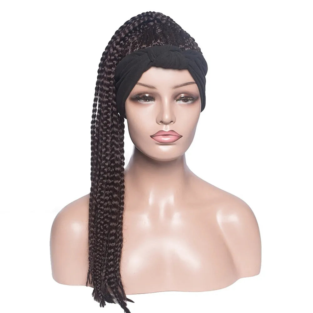 Perruque Headband Tresses Africaines Synthétique | 3 Brins | Queue de Cheval | Couvre-Cheveux | Fibre | Femme