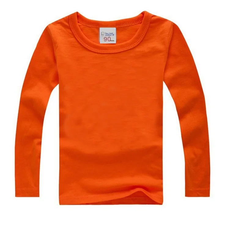 Boys Long Sleeve T-Shirts For Children Spring Autumn Pure Color T-shirt Cotton 1-15T Kids Clothing Baby Girls Tops Tees Clothes
