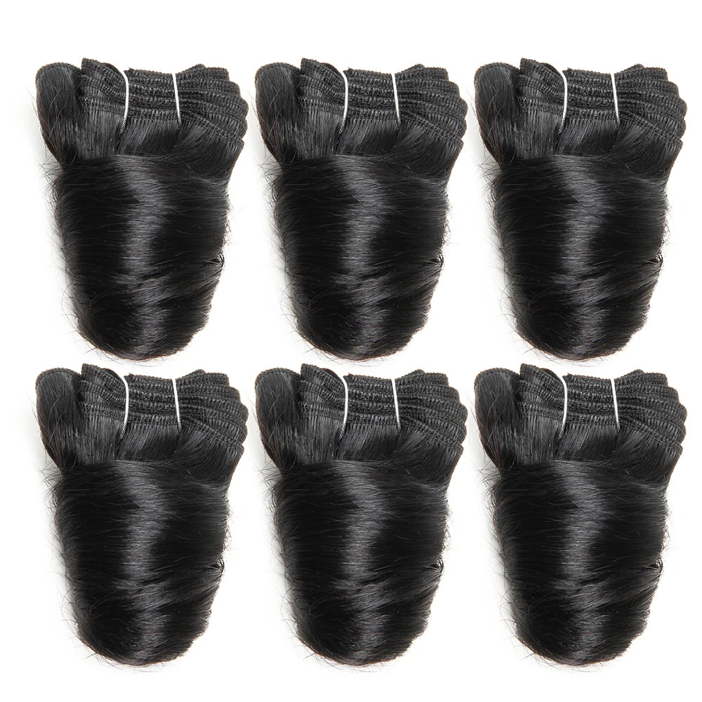 Tissage Curly Court Brésilien | 8 Pouces | Double Drawn | Bouncy Romance Curl | 6 Pcs/Lot | Extensions Cheveux Humains