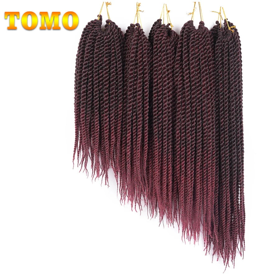 TOMO Senegalese Twist Hair Extensions 14 18 22 Inch Low Temperature Fiber Crochet Braids Ombre Synthetic Braiding Hair
