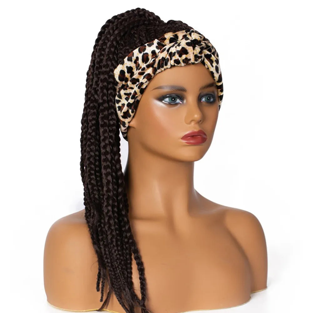 Perruque Headband Tresses Africaines Synthétique | 3 Brins | Queue de Cheval | Couvre-Cheveux | Fibre | Femme