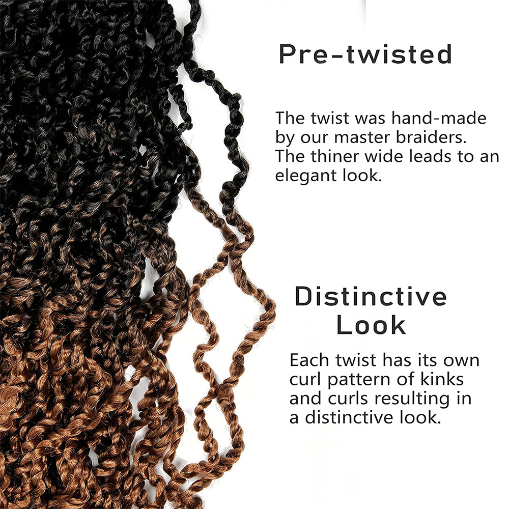 Tresses Crochet Senegalese Twist Bouclées Longues | Ombre Brun Blonde | Pré-Loop | Passion Twist | Synthétique
