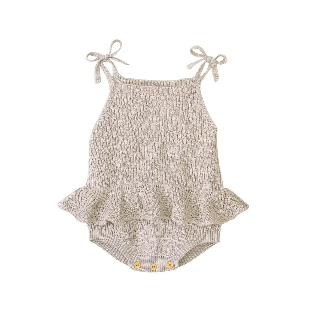 Body Bébé Fille Mignon | Bretelles Tricoté Salopette | Couleur Unie | Combinaison Été | 0-2 Ans