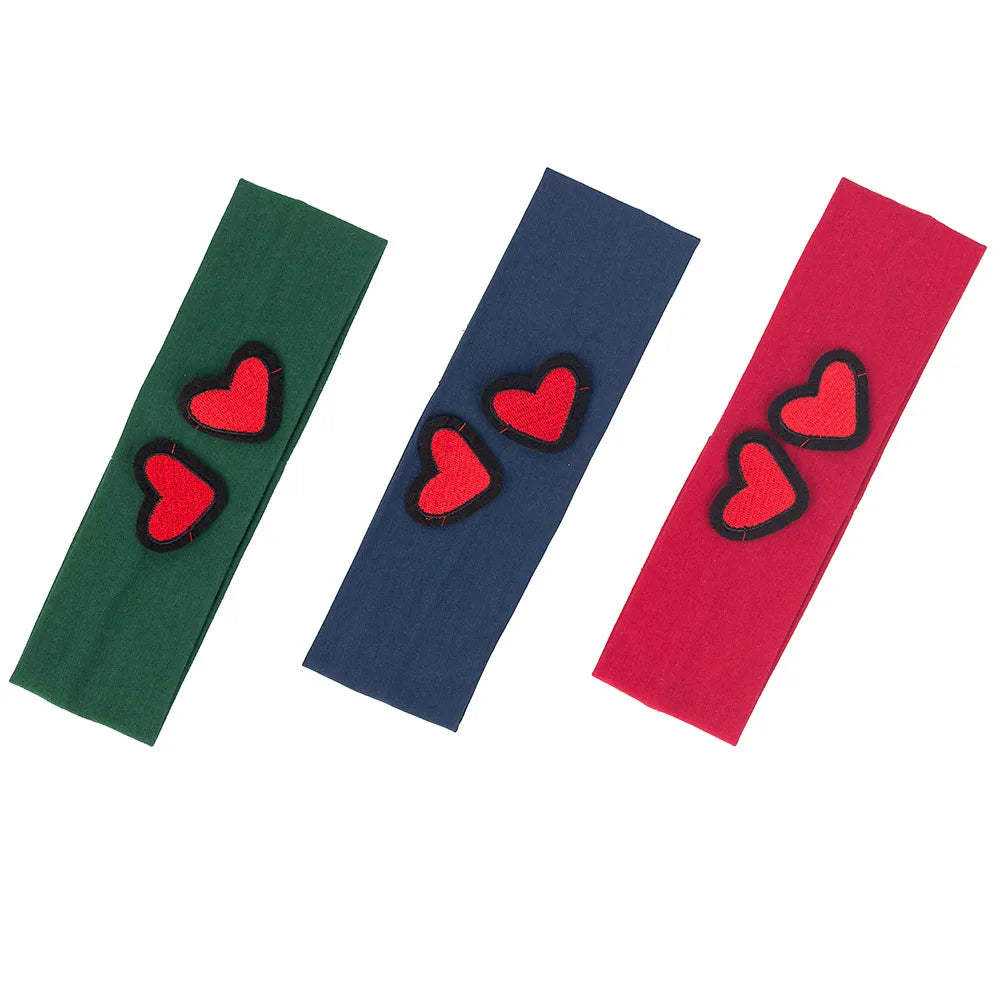 Fashion Kids Cut Love Applique Headband Baby Girls Soft Cotton Plain Flat Hairband Children Accessories Elastic Hair Bands