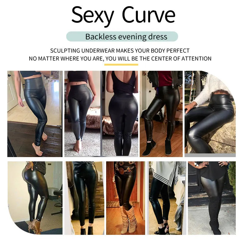 Legging Faux Cuir Épais Femme | Taille Haute Non Transparent | Push Up Slim | Lift Fesses | Fitness