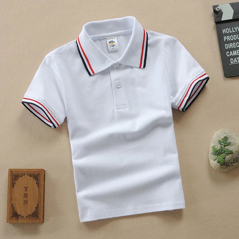 Boys T-Shirt Summer Fashion Cartoon Bear Embroidery School Clothes Little Girls Polo Shirts 3-8 Years Tops Toddler Sportswear