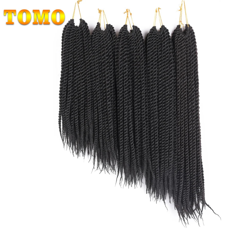 TOMO Senegalese Twist Hair Extensions 14 18 22 Inch Low Temperature Fiber Crochet Braids Ombre Synthetic Braiding Hair