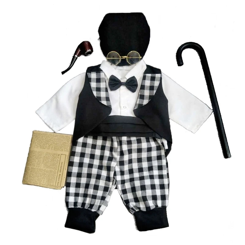 1 Set Funny Baby Photography Props Costume Infant Girls Cosplay Grandma Clothes Photo Shooting Hat Outfits