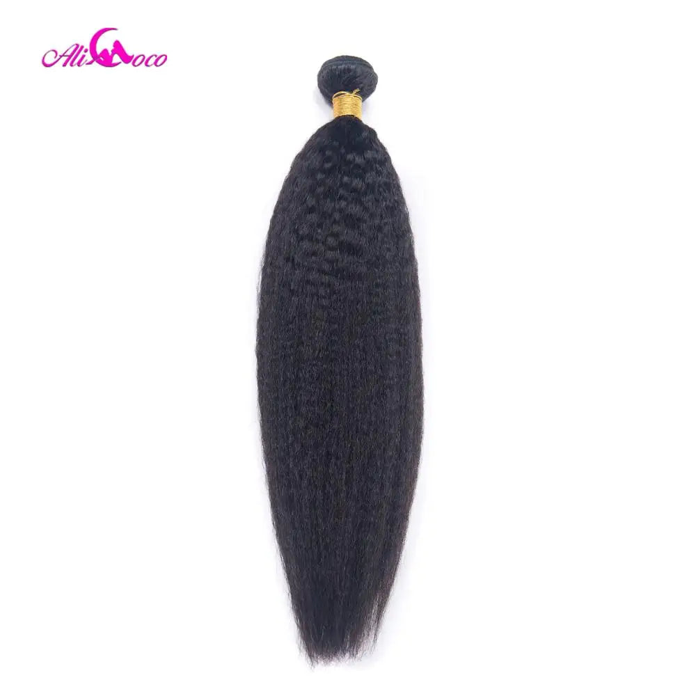 Ali Coco Peruvian Kinky Straight Hair Extensions 1/3/4 Bundles 8-28 Inch Human Hair Non-Remy Hair