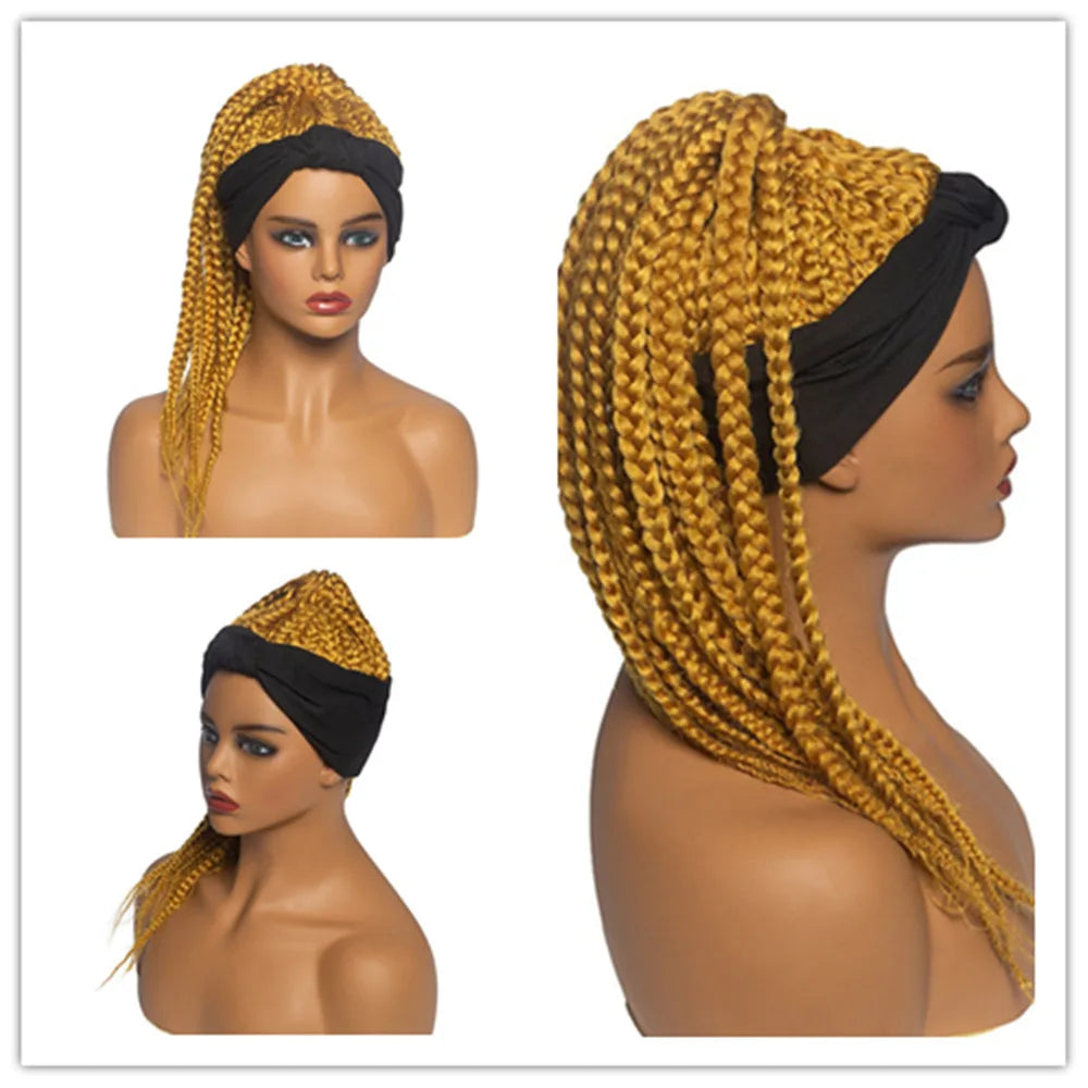Perruque Headband Tresses Africaines Synthétique | 3 Brins | Queue de Cheval | Couvre-Cheveux | Fibre | Femme