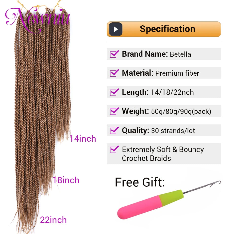 Tresses Crochet Senegalese Twist Synthétiques Ombre | Box Braids | Extensions Cheveux | Femme