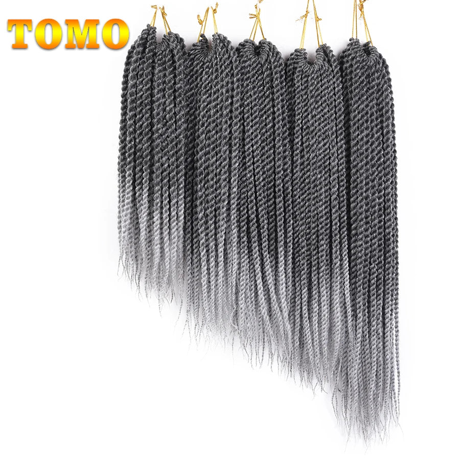 TOMO Senegalese Twist Hair Extensions 14 18 22 Inch Low Temperature Fiber Crochet Braids Ombre Synthetic Braiding Hair