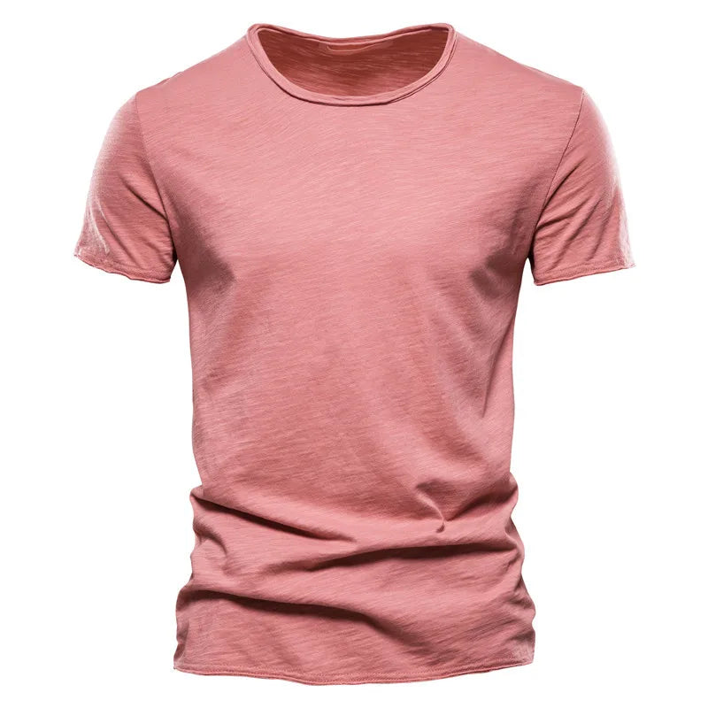 T-Shirt Homme 100% Coton | Col Rond | Manches Courtes | Uni Casual | Doux & Confortable | Été