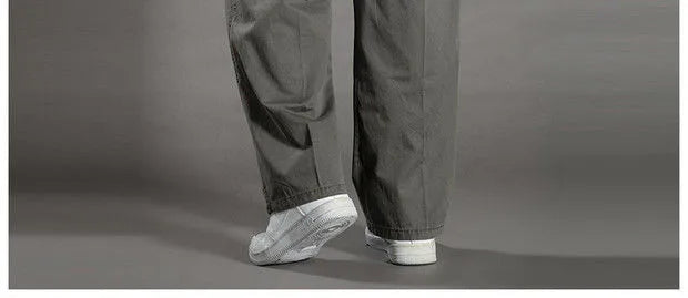 Pantalon cargo ample en coton pour homme | Taille élastique