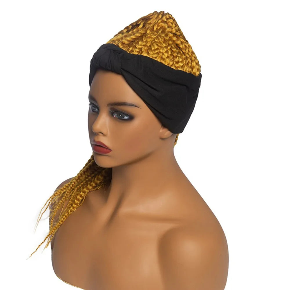 Perruque Headband Tresses Africaines Synthétique | 3 Brins | Queue de Cheval | Couvre-Cheveux | Fibre | Femme