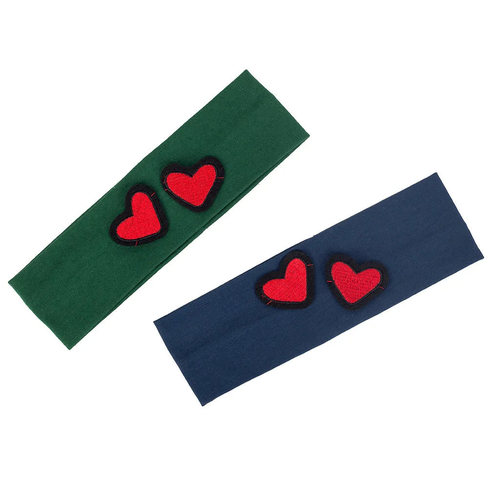 Fashion Kids Cut Love Applique Headband Baby Girls Soft Cotton Plain Flat Hairband Children Accessories Elastic Hair Bands