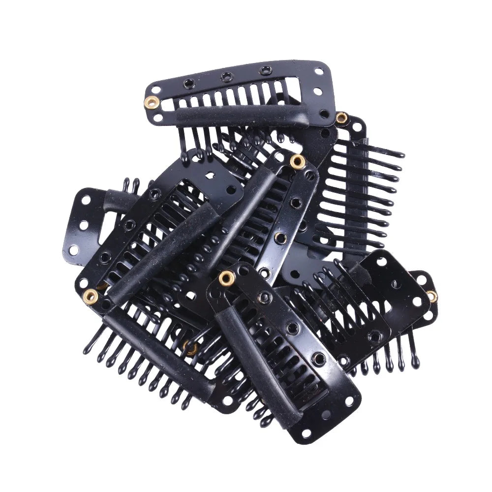 20pcs 10-Teeth Snap-Comb Wig Clips with Rubber for Hair Extension Hair Snap Clips Weave Toupee Clips Styling Tools