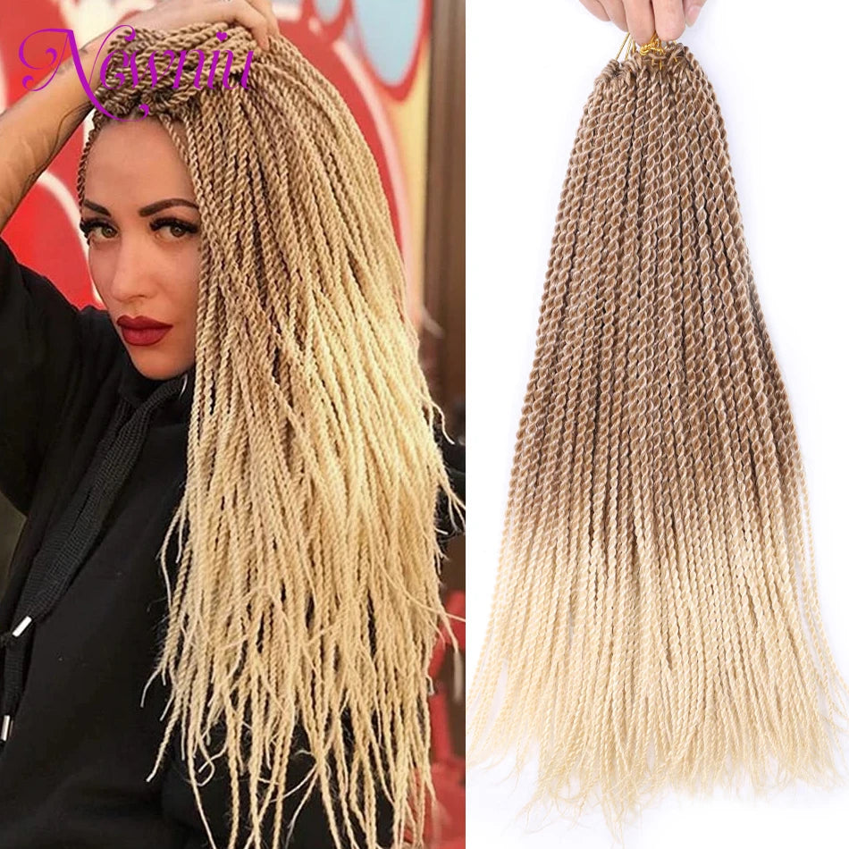 Tresses Crochet Senegalese Twist Synthétiques Ombre | Box Braids | Extensions Cheveux | Femme