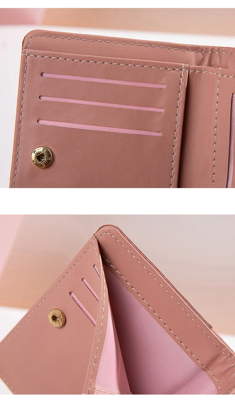 Women's PU Leather Wallet Women's Leather Wallet Women's Purses Card Holder Foldable Portable Lady Coin Purses