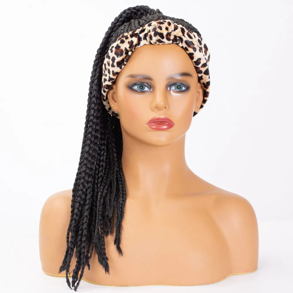 Perruque Headband Tresses Africaines Synthétique | 3 Brins | Queue de Cheval | Couvre-Cheveux | Fibre | Femme