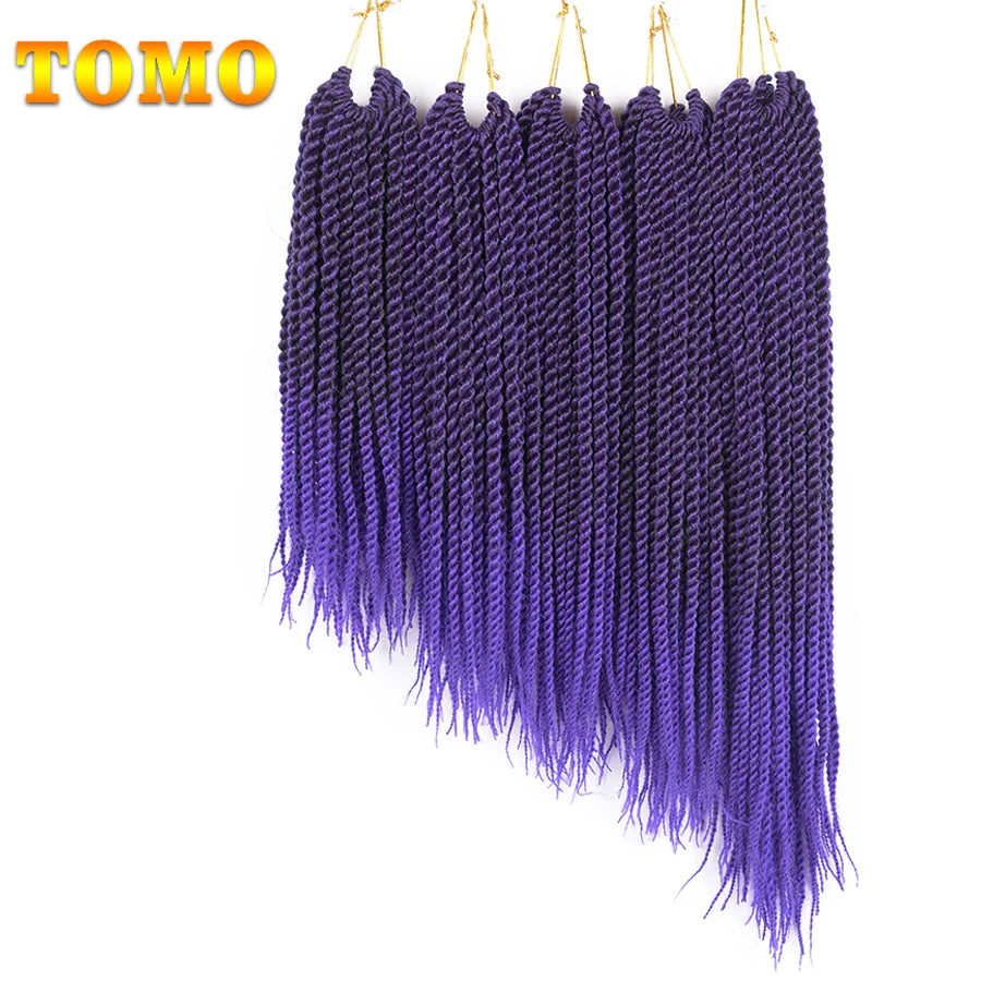 TOMO Senegalese Twist Hair Extensions 14 18 22 Inch Low Temperature Fiber Crochet Braids Ombre Synthetic Braiding Hair
