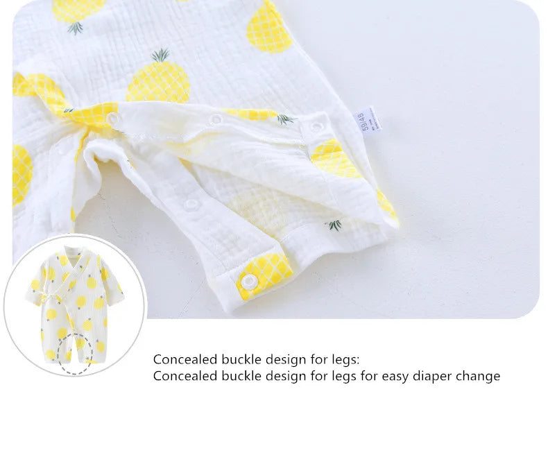 Baby Clothes Newborn Jumpsuit Girls Boys Muslin Cotton Long Sleeve Romper 0-24M