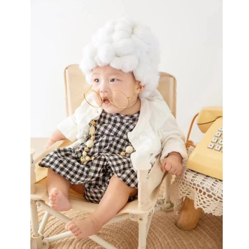 1 Set Funny Baby Photography Props Costume Infant Girls Cosplay Grandma Clothes Photo Shooting Hat Outfits