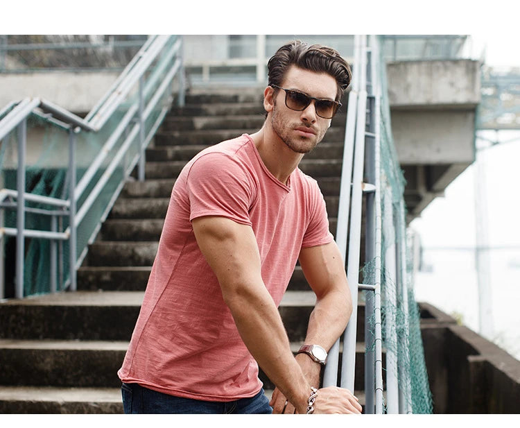 T-Shirt Homme 100% Coton | Col Rond | Manches Courtes | Uni Casual | Doux & Confortable | Été
