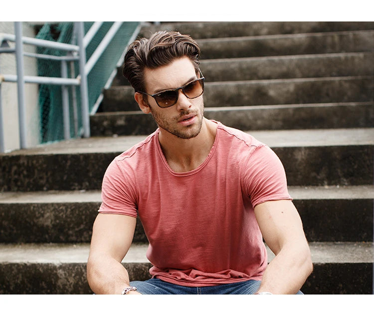 T-Shirt Homme 100% Coton | Col Rond | Manches Courtes | Uni Casual | Doux & Confortable | Été