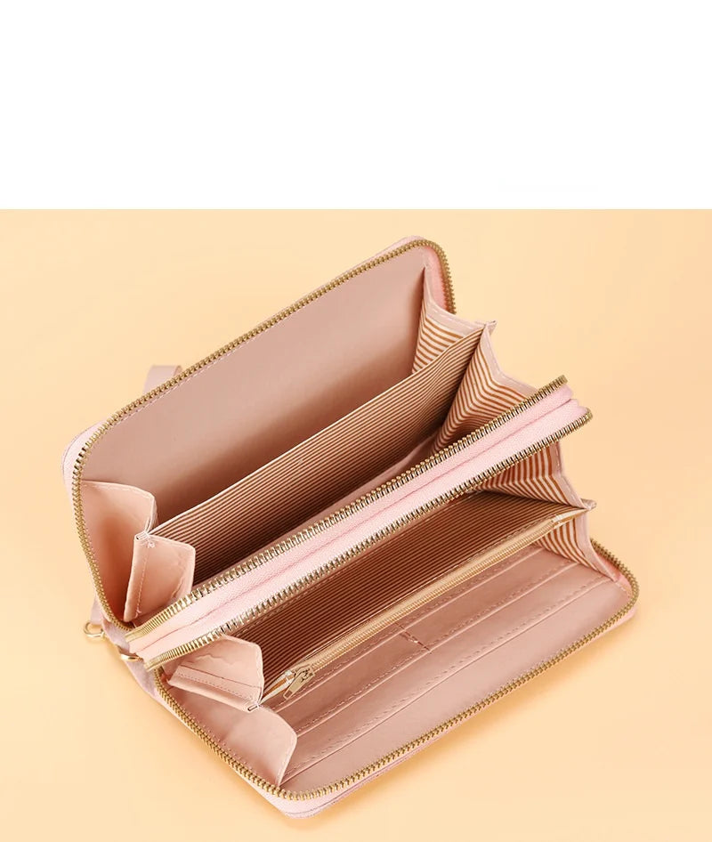Portefeuille Long Femme | Gland Décoratif | Porte-Monnaie & Porte-Cartes | Cuir PU | Clutch