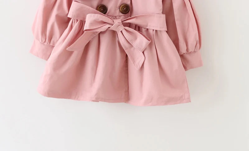 Fashion Baby Coat with Belt Cotton Autumn Spring Baby Girl Clothes Solid Color Infant Jacket Baby Girl Coat 2 Colors