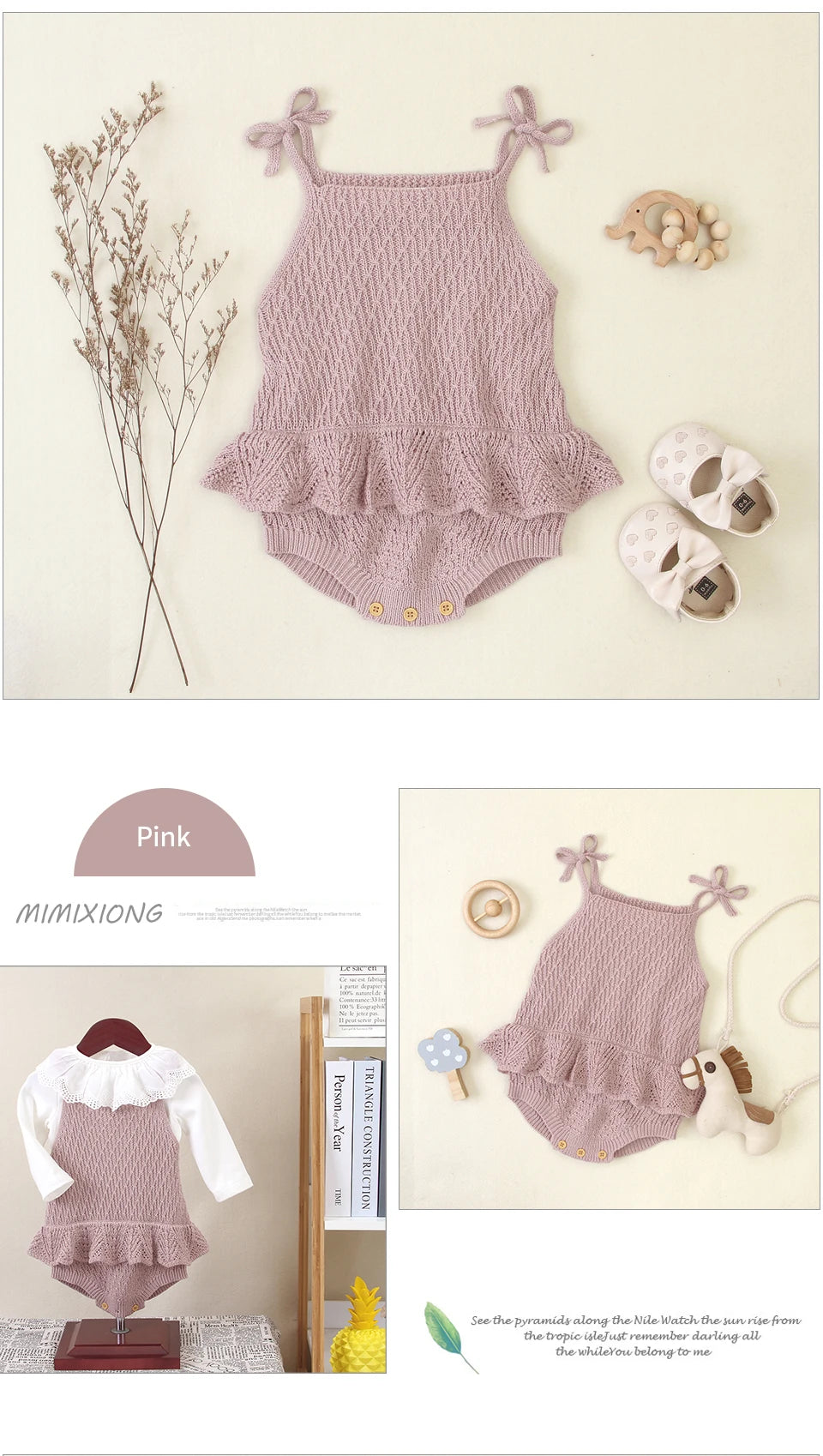 Body Bébé Fille Mignon | Bretelles Tricoté Salopette | Couleur Unie | Combinaison Été | 0-2 Ans